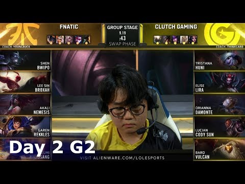 FNC vs CG | Day 2 S9 LoL Worlds 2019 Group Stage | Fnatic vs Clutch Gaming