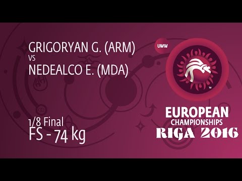 1/8 FS - 74 kg: G. GRIGORYAN (ARM) df. E. NEDEALCO (MDA), 7-4