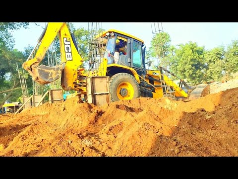 JCB Backhoe loader and Bocit Working For New Bridge Construction-JCB Dozer working Video