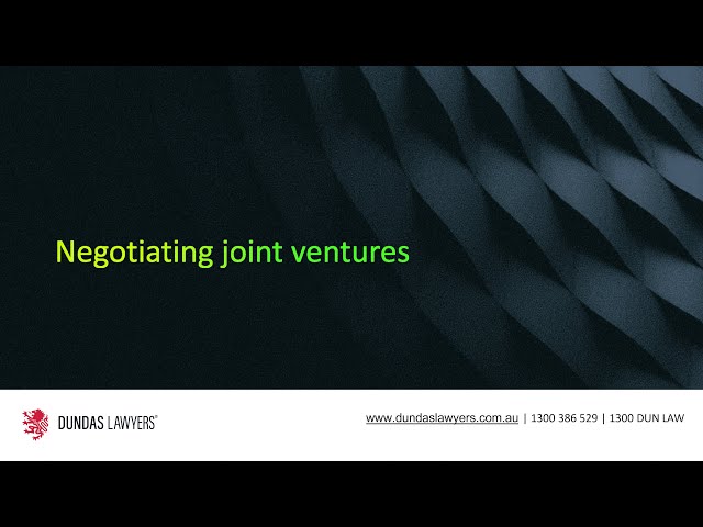 Negotiating Joint Ventures