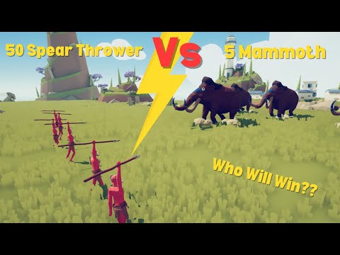 5 Mammoth vs 50 Spear Thrower!! Who will WIN ?????