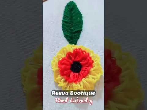 Hand Embroidery | Flower Embroidery #flowerembroidery #stiching #leafembroidery #leaf #flowerstitch