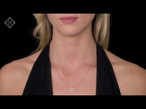 Diamond Encrusted Initial 'X' Necklace Pave Set in 9K Rose Gold - ZT-K