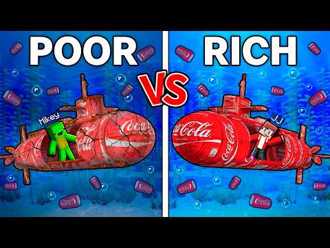 JJ and Mikey : POOR vs RICH Coca Cola Submarine Battle in Minecraft ! - Maizen