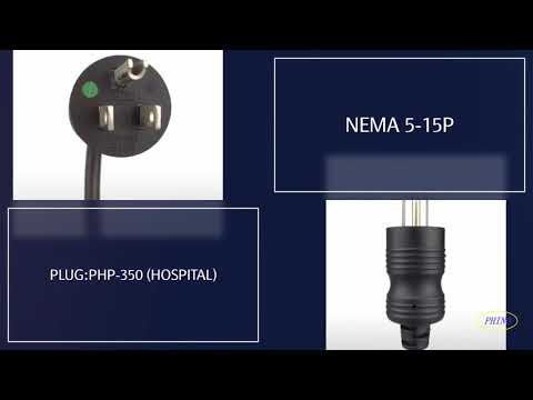 NEMA 5-15P Medical Plug To IEC 60320 C13 Connector, 3-Pin AC Power Cord