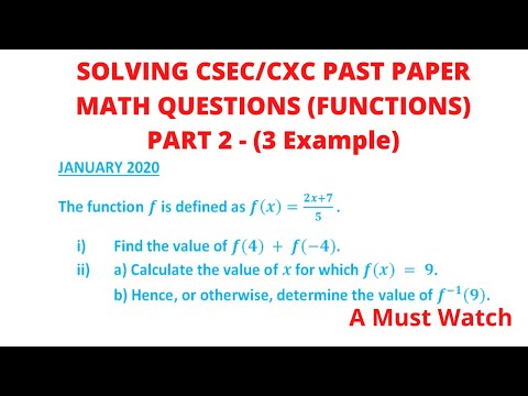Solving CSEC/CXC Past Paper Math Questions (Functions) paper 2 - Part 2 ||Chris Maths Academy