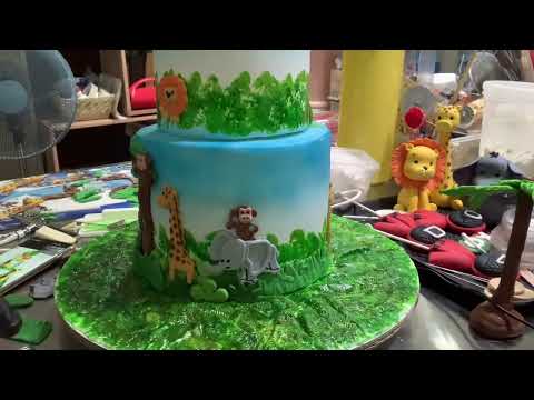 Safari cake part2. 2D animals and 3D coconut tree