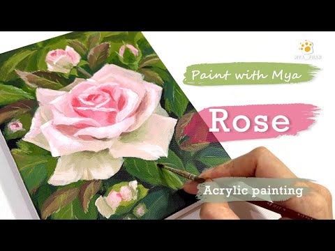How to Paint Beautiful Roses / Step by step/ Acrylic painting #045
