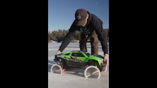 This RC car with razor blade wheels can cut throug