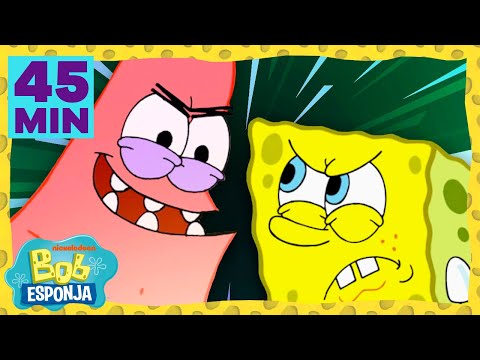 Bob Esponja | 45 Minutos com  Melhores Brigas de Bob Esponja e Patrick! | Bob Esponja em Português