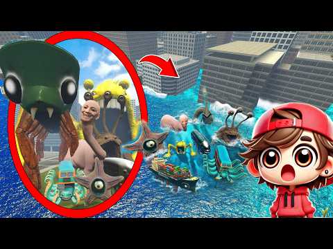 My drone CATCHES CRABTANIC HAND SEA GIANT PARK BELUGA BUS IRENG in REAL LIFE in Garry's Mod