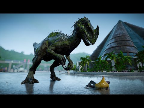 Malusaurus, Hulk T-Rex, Venom Acrocanthosaurus & Iron Carcharodontosaurus Breakout & Fight!