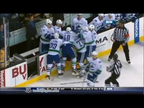 Boston vs Vancouver brawl and fights 07.01.2012 NESN feed
