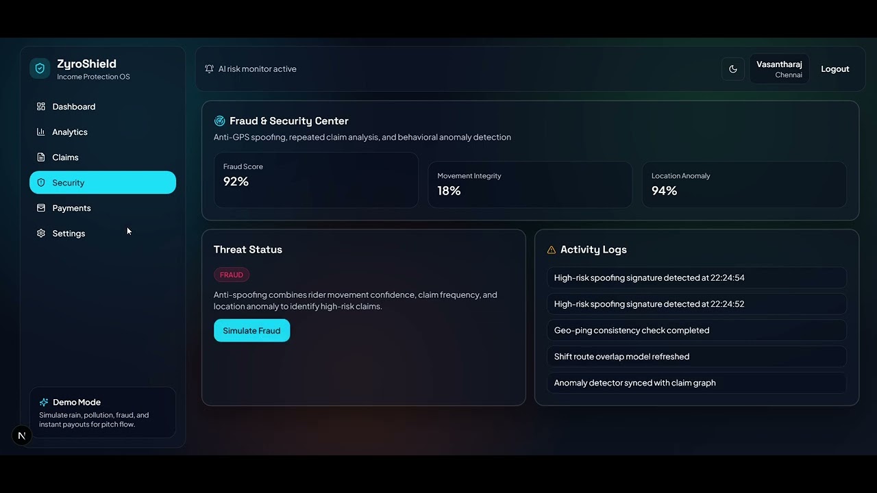 ZyroShield AI GuideWire - DevTrails Hackathon