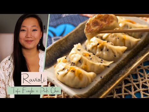 RAVIOLI CINESI VEGETARIANI | Tofu, funghi e Pak Choi | alla piastra