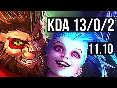 WUKONG & Senna vs JINX & Lulu (ADC) | 13/0/2, 3.8M mastery, 1900+ games | KR Master | v11.10