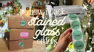 pack stained glass orders with me 📦🌿 asmr