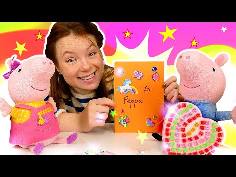 Spielzeug Video mit Peppa Wutz. Schorsch macht für Peppa eine Grußkarte. Spielspaß mit Irene