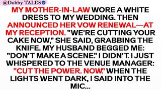 My mother-in-law wore a white dress to my wedding. Then announced her vow renewal—at my reception. "