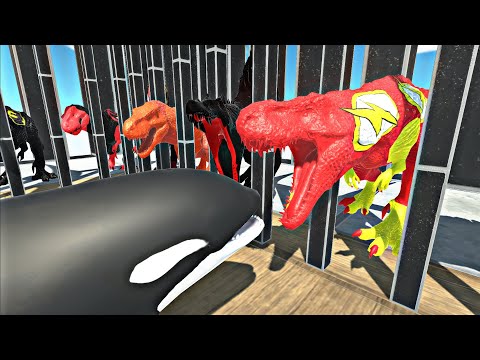 Dinosaurs Battle Baby T Rex Attacked By Aquatics - Animal Revolt Battle Simulator