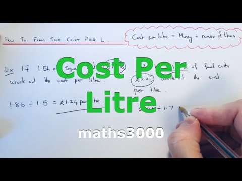 Part of a video titled Cost Per Litre. How To Find The Cost Per Litre Of A Drink Or ... - YouTube