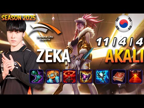 HLE Zeka AKALI vs EKKO Mid - Patch 25.11 KR Ranked | lolrec