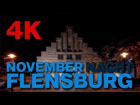 4K Walkvideo Flensburg am Abend im November Neustadt bis Südermarkt