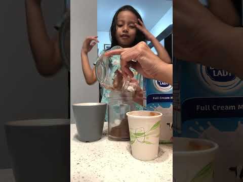 aleesa making chocolate drink