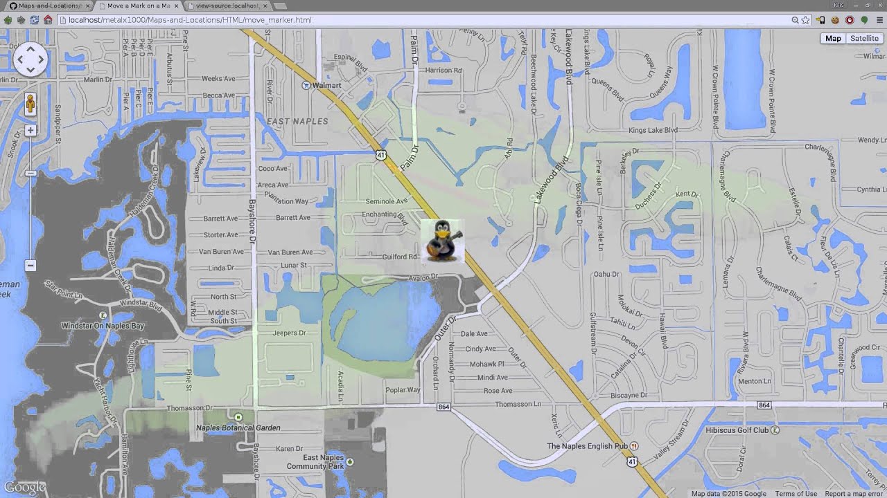 Moving a Marker on a Map Programming Tutorial Google Maps API Linux