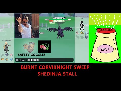 SHEDINJA STALL NOOB GETS SWEPT BY BURNT CORVIKNIGHT ! POKEMON SHOWDOWN HIGH LADDER