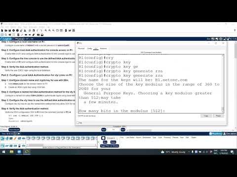 7.2.6 Packet Tracer – Configure Local AAA for Console and VTY Access Answers