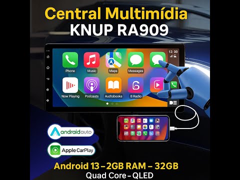 Central Multimídia KNUP RA909 7” - Android13|2gb|32gb|Quad Core| Carplay|AndroidAuto|CustoBeneficio