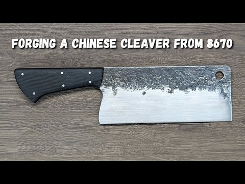 Making a Chinese Cleaver from 8670 Steel | Forging, Heat Treat, Sharpening #knifemaking #bladesmith