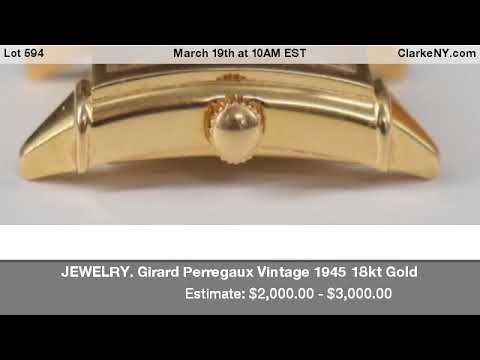JEWELRY. Girard Perregaux Vintage 1945 18kt Gold