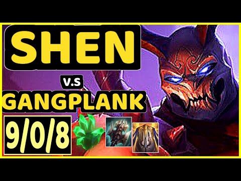 TRUKLAX (SHEN) vs GANGPLANK - 9/0/8 KDA TOP GAMEPLAY - EUW Ranked MASTER