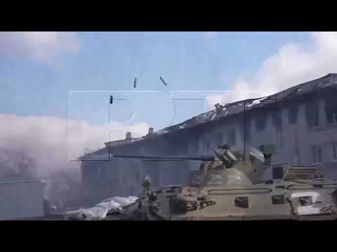 A Russian BTR-82A firing on Ukrainian positions in Mariupol.