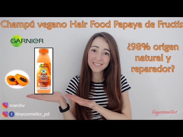 Vídeo relacionado con Pack Garnier Fructis Hair Food Papaya Champú, Acondicionador y Mascarilla, Desenreda, Reparación intensiva del Cabello Dañado, 98% Ingredientes Origen Natural, Vegano, Sin Siliconas Pack 350ml y 400ml
