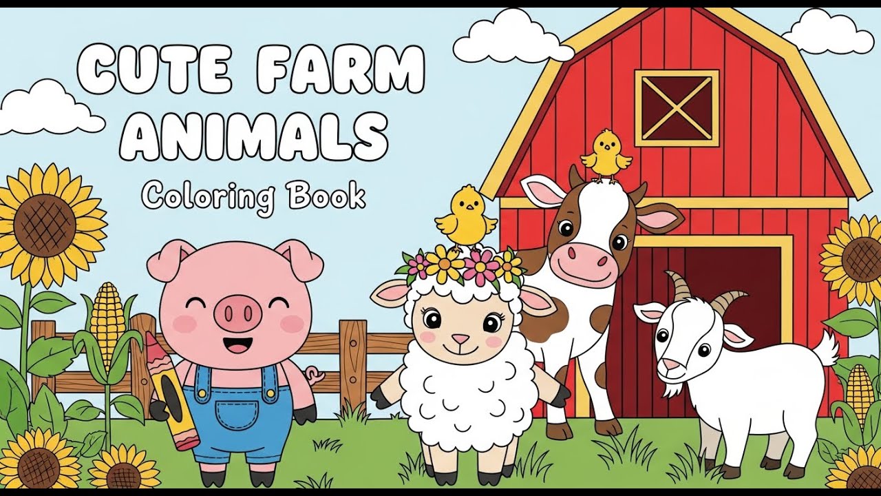 Cute Farm Animals Coloring Book Flip-Through | Printable Coloring Pages for Kids & Adults