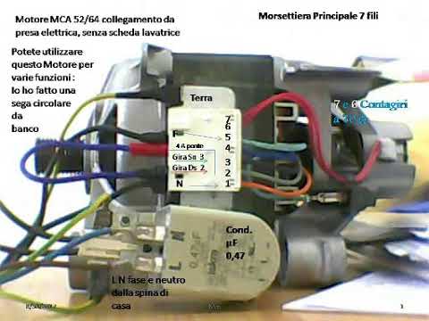 Motore Lavatrice MCA 52 64 da presa elettrica, 7 Fili