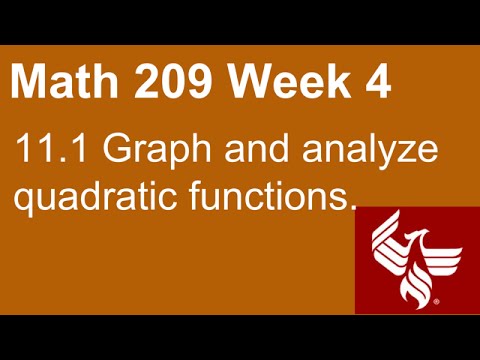 07 Math 209 Week 4 Section 11.1 Graph and analyze quadratic functions