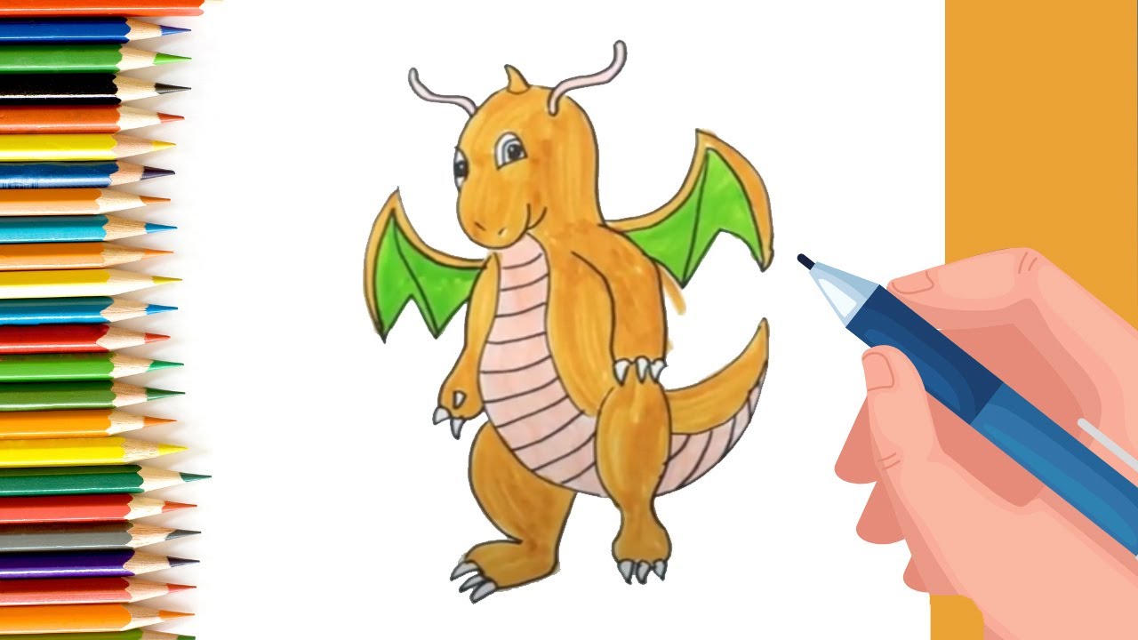 How to Draw easy Dragonite step by step for Kids   #shorts