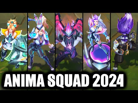 All New Anima Squad 2024 Skins Spotlight Primordian Aatrox Briar Seraphine Xayah Yasuo Yuumi Leona