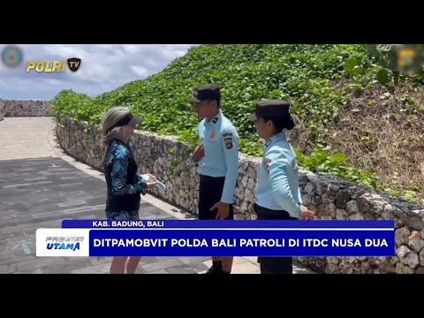PERSONEL SUBDIT WISATA DITPAMOBVIT POLDA BALI MELAKSANAKAN PATROLI BERSEPEDA DI ITDC NUSA DUA