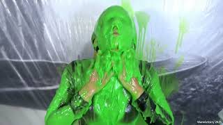 Cutie Absolutely Green Slimed in Black Velour Dress