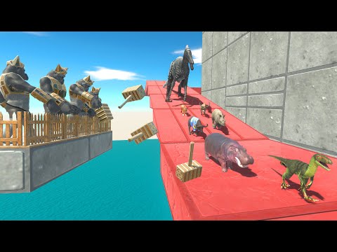 Monkeys Push Dinosaurs & Animals Into the Abyss – Death Corridor Challenge! | ARBS