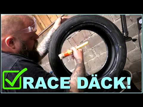 Monterar racedäck på volvo 240 Turbo