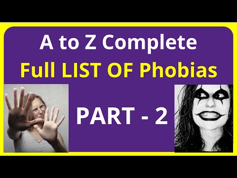 A to Z Complete Full LIST OF Phobias - PART - 2