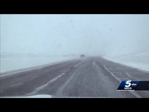 Wintry blast hits Oklahoma with eight hours of snowfall in Weatherford
