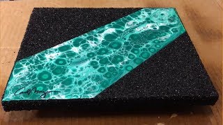 Fluid Art with Black Sand Poured On Top Using Swipe Technique and Elmers Glue with Silicone