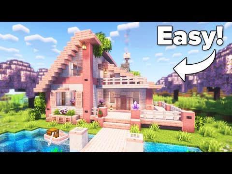 Minecraft: How to Build a Cherry Blossom Starter House | Tutorial🏠
